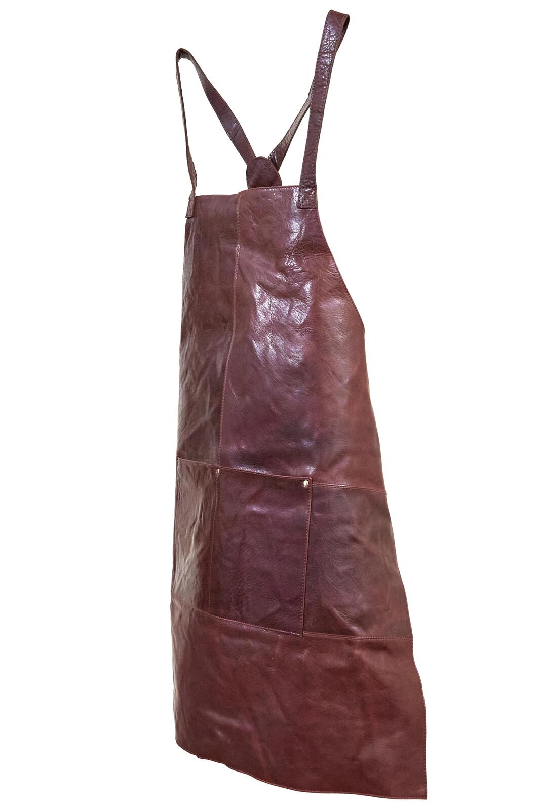 Pierre Cardin Professional Leather Apron with 2 Front Pockets - Chestnut