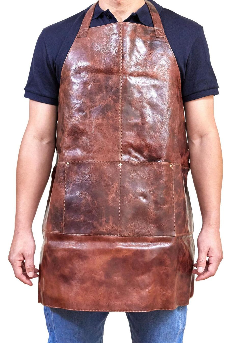 Pierre Cardin Professional Leather Apron 78cm x 65cm with 2 Pockets, Adjustable Straps - SuperSaverAU - view 1