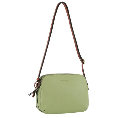 Pierre Cardin Leather Dual Zip Crossbody Bag - Jade