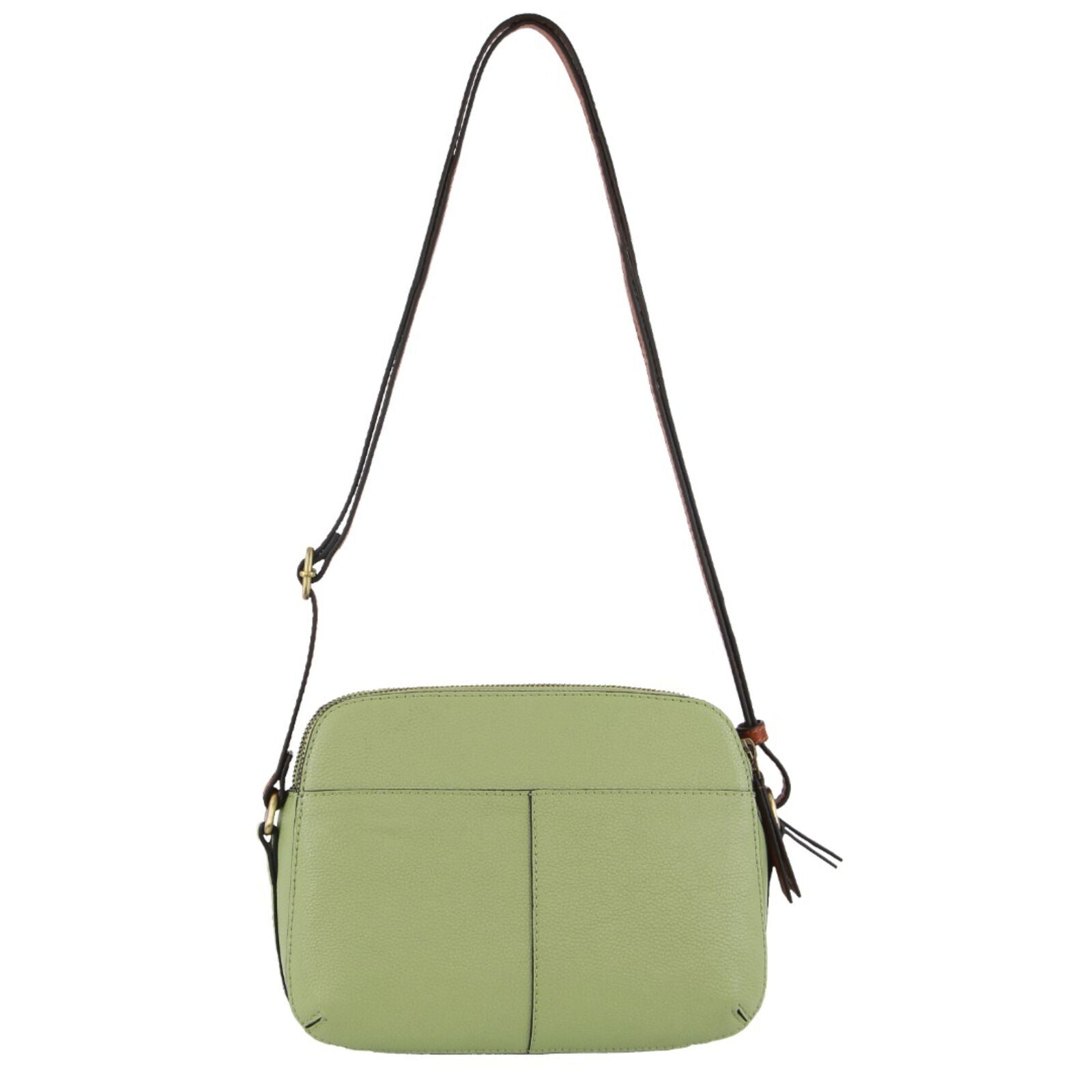 Pierre Cardin Leather Dual Zip Crossbody Bag - Jade