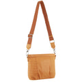Pierre Cardin Leather Crossbody Bag with Shoulder Strap - Apricot