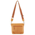 Pierre Cardin Leather Crossbody Bag with Shoulder Strap - Apricot