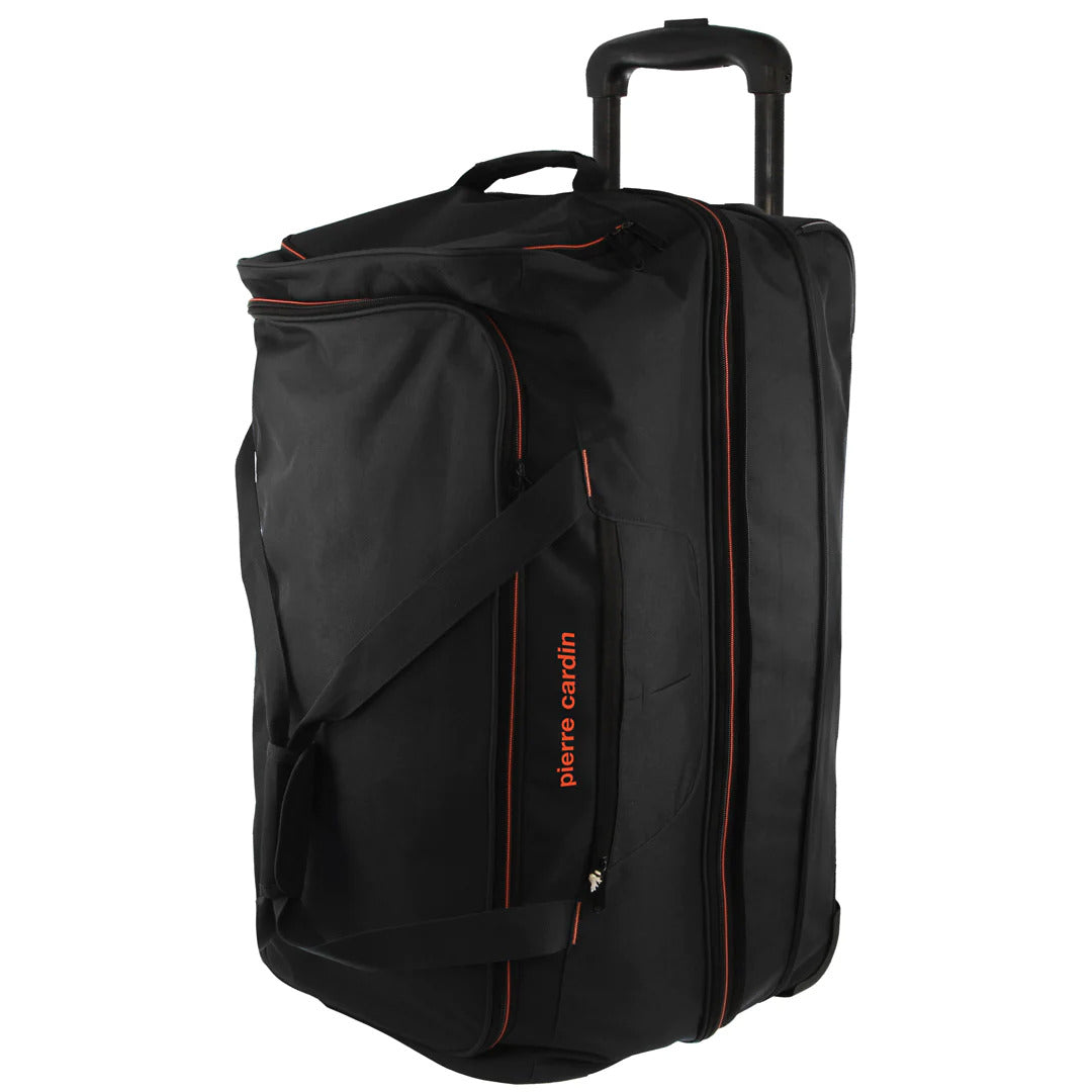 Pierre Cardin 140L Trolley Bag - Medium Soft Travel Luggage Wheeled Duffle - Black - SuperSaverAU - view 1