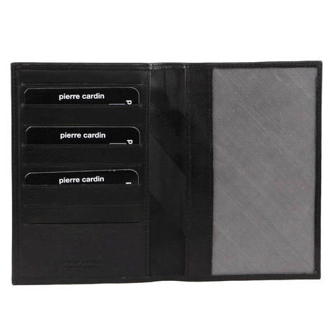 Pierre Cardin Leather Passport Travel Wallet with RFID Protection - Black