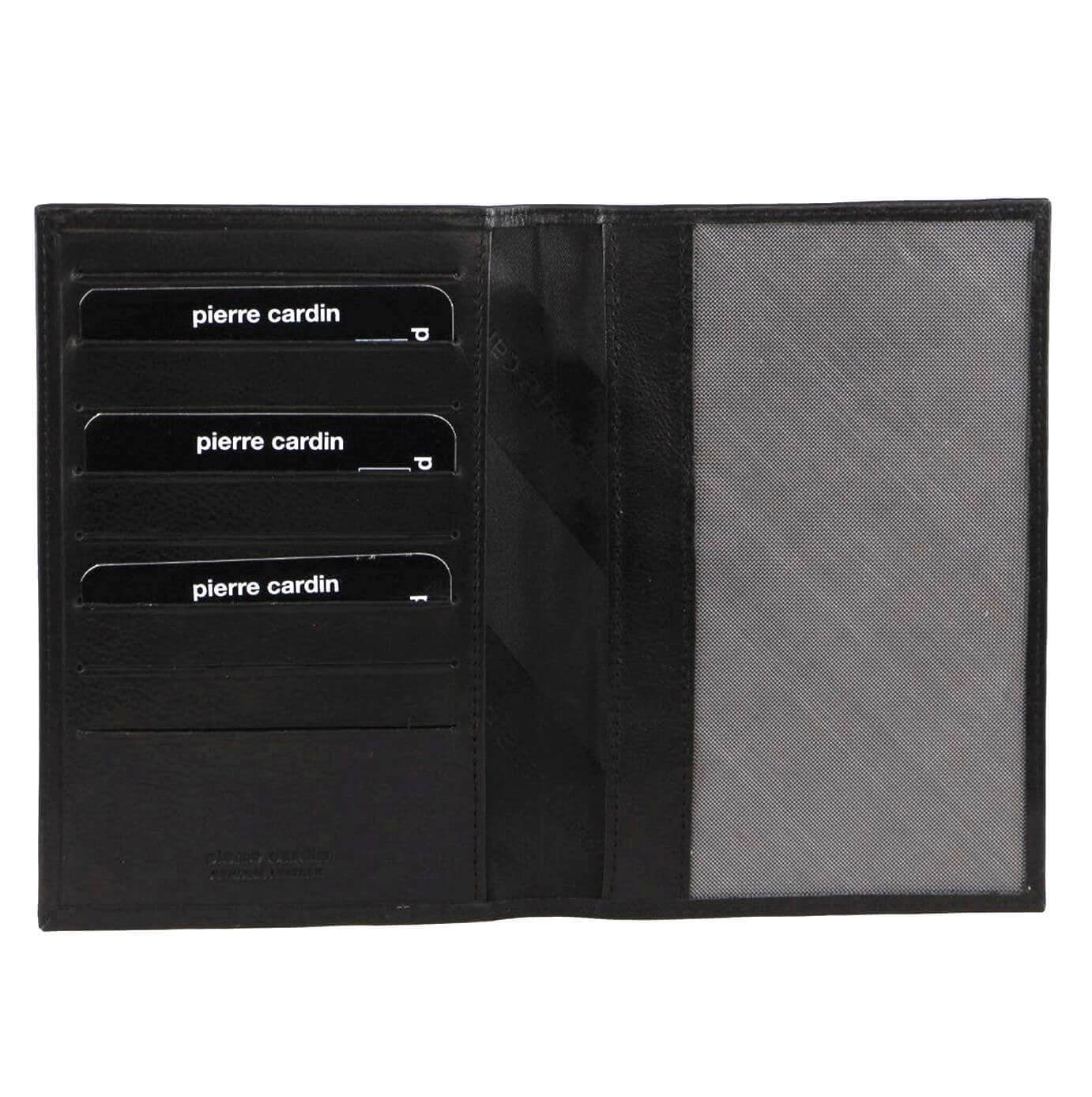 Pierre Cardin Leather Passport Travel Wallet with RFID Protection - Black