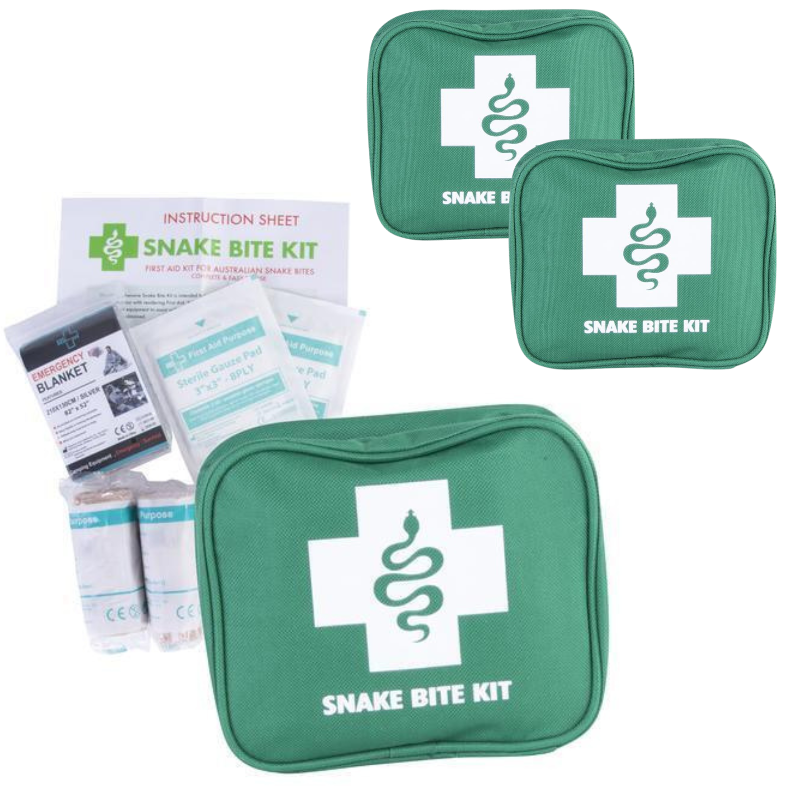 2x 9 Piece Australian Snake Bite First Aid Kit Camping Hiking Travel - SuperSaverAU - view 1
