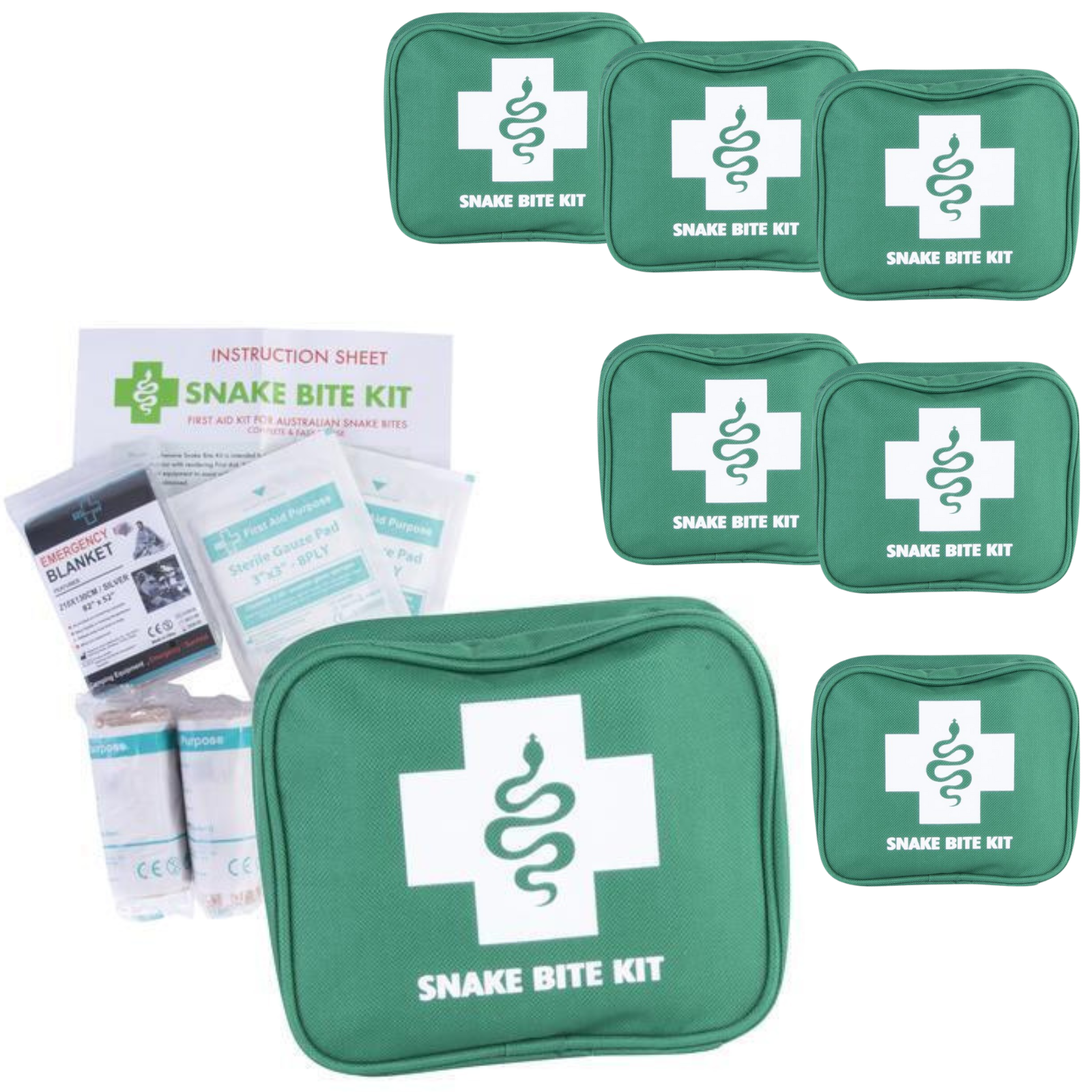 6x 9 Piece Australian Snake Bite First Aid Kit - Compact for Hiking & Camping - SuperSaverAU - view 1