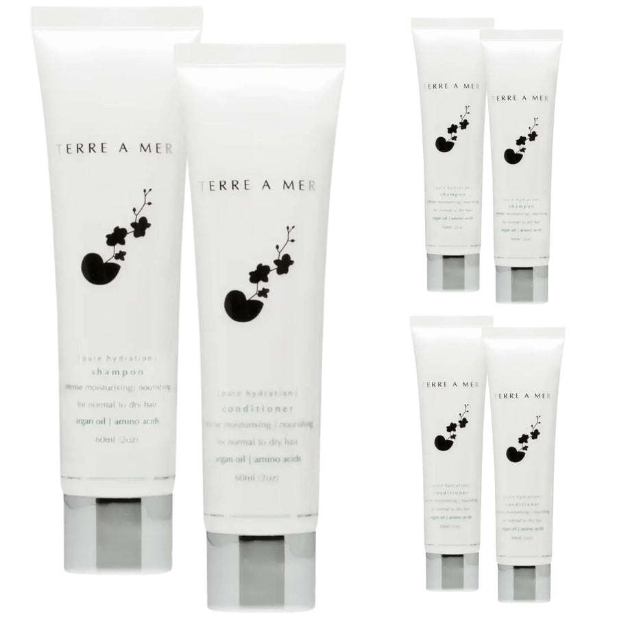Terre A Mer Pure Hydration Shampoo and Conditioner 60ml 6 Pack Travel Duo