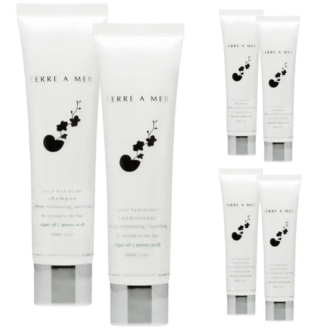 Terre A Mer Pure Hydration Shampoo and Conditioner 60ml 6 Pack Travel Duo