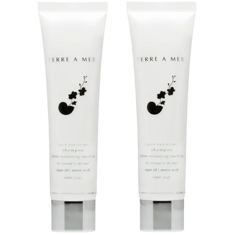 Terre A Mer Pure Hydration Shampoo 60ml 2 Pack Argan Oil Travel Hair Care
