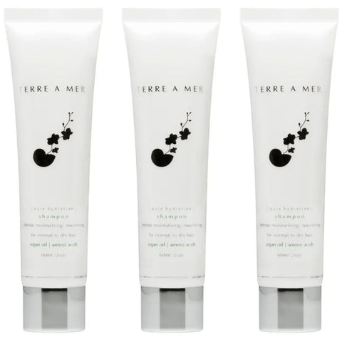 Terre A Mer Pure Hydration Shampoo 60ml 3 Pack Argan Oil Travel Hair Care