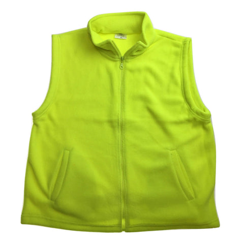 Premium Hi Vis Polar Fleece Vest with Full Zip - Fluro Yellow, XL