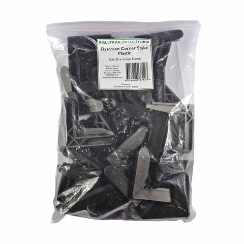 Rolltrak Flyscreen Corner Stake – Black 11 x 25mm, 50 Pack