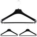 Premium Non-Slip Suit Hangers with Pants Bar - Black, 3 Pack