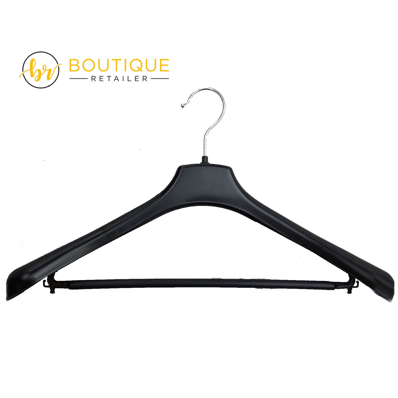 Premium Non-Slip Suit Hangers with Pants Bar - Black, 3 Pack