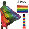 Premium Rainbow Costume Set with Leg Warmers, Cape & Bunting - 3pcs