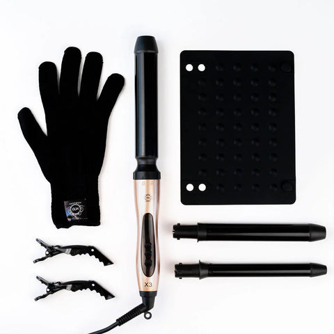 H2D X3 Rose Gold Ceramic Curling Wand with 3 Interchangeable Barrels