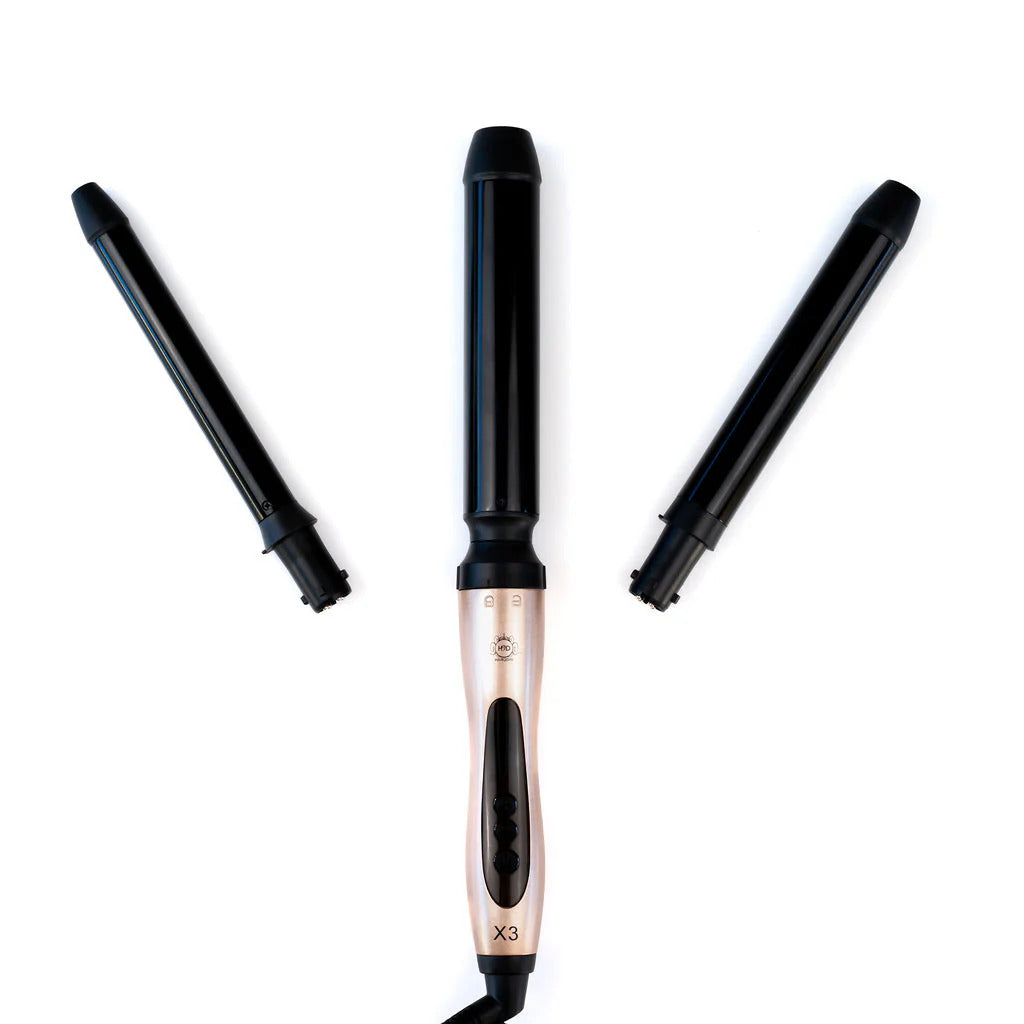 H2D X3 Rose Gold Ceramic Curling Wand with 3 Interchangeable Barrels