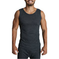 Premium Men's Black Merino Wool Blend Thermal Singlet XL