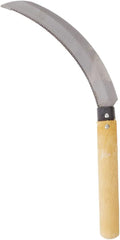 Premium 36cm Farming Sickle with Serrated Carbon Steel Blade & Wooden Handle