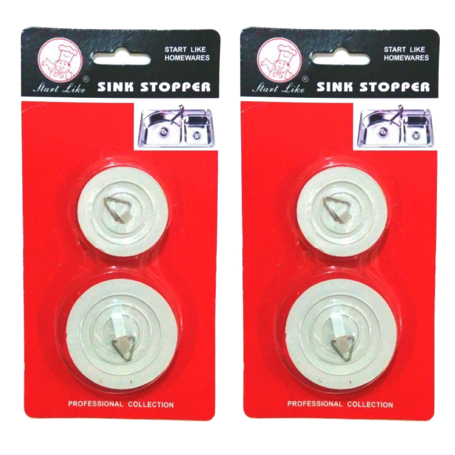 Premium Bath & Sink Plugs with Chrome Rubber Finish - 4 Pack