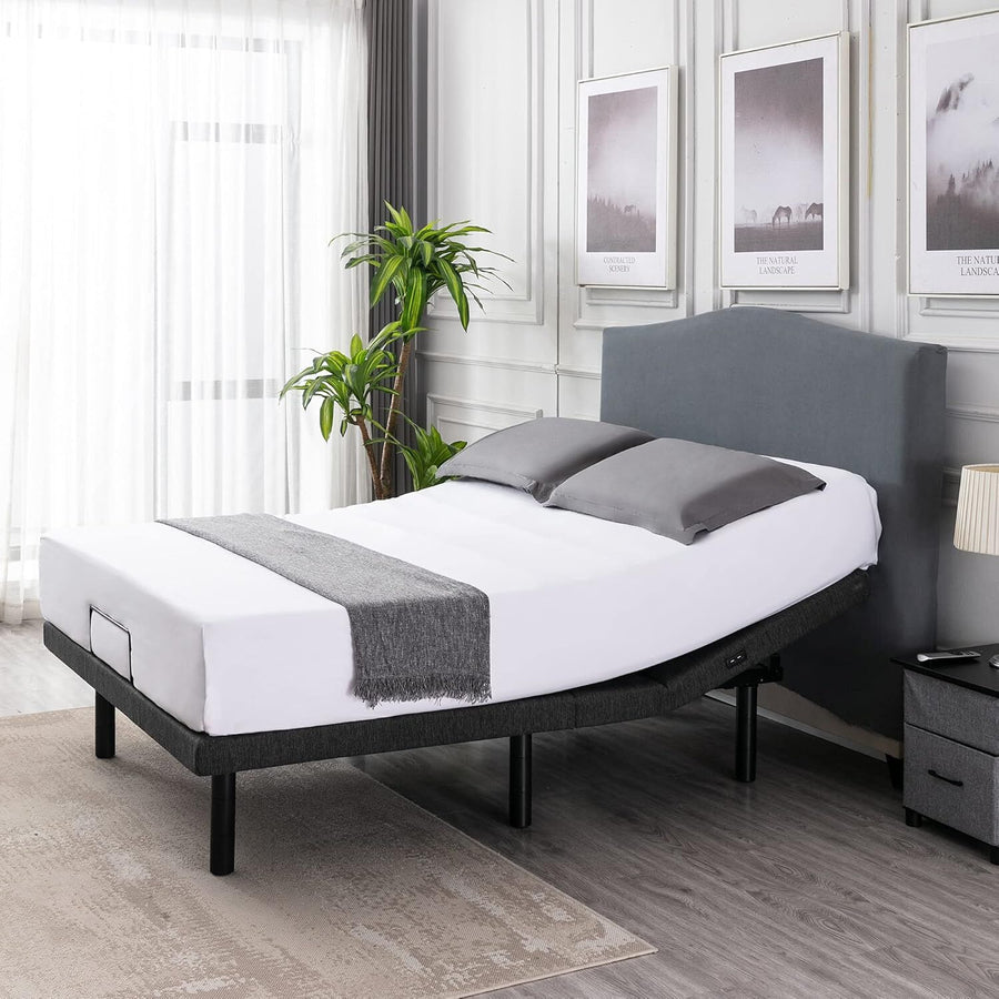 S*MAX Queen Adjustable Zero Gravity Bed Frame Grey with Dual Motors USB Ports