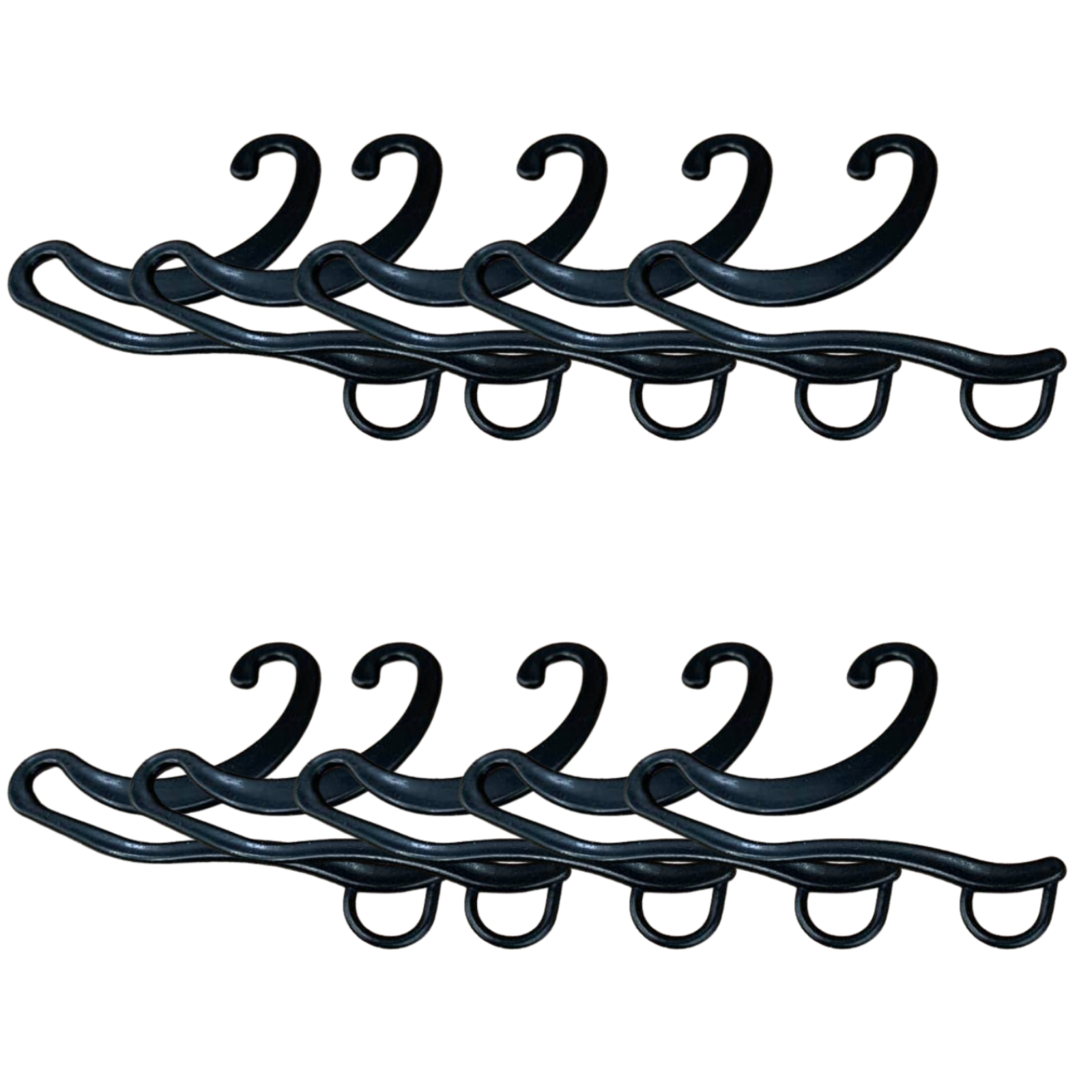 10x Black Plastic Sock Hangers - Lightweight, Suitable for All Sock Sizes - SuperSaverAU - view 1