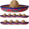 Premium Mexican Sombrero Straw Costume Hats - Bulk Pack of 10