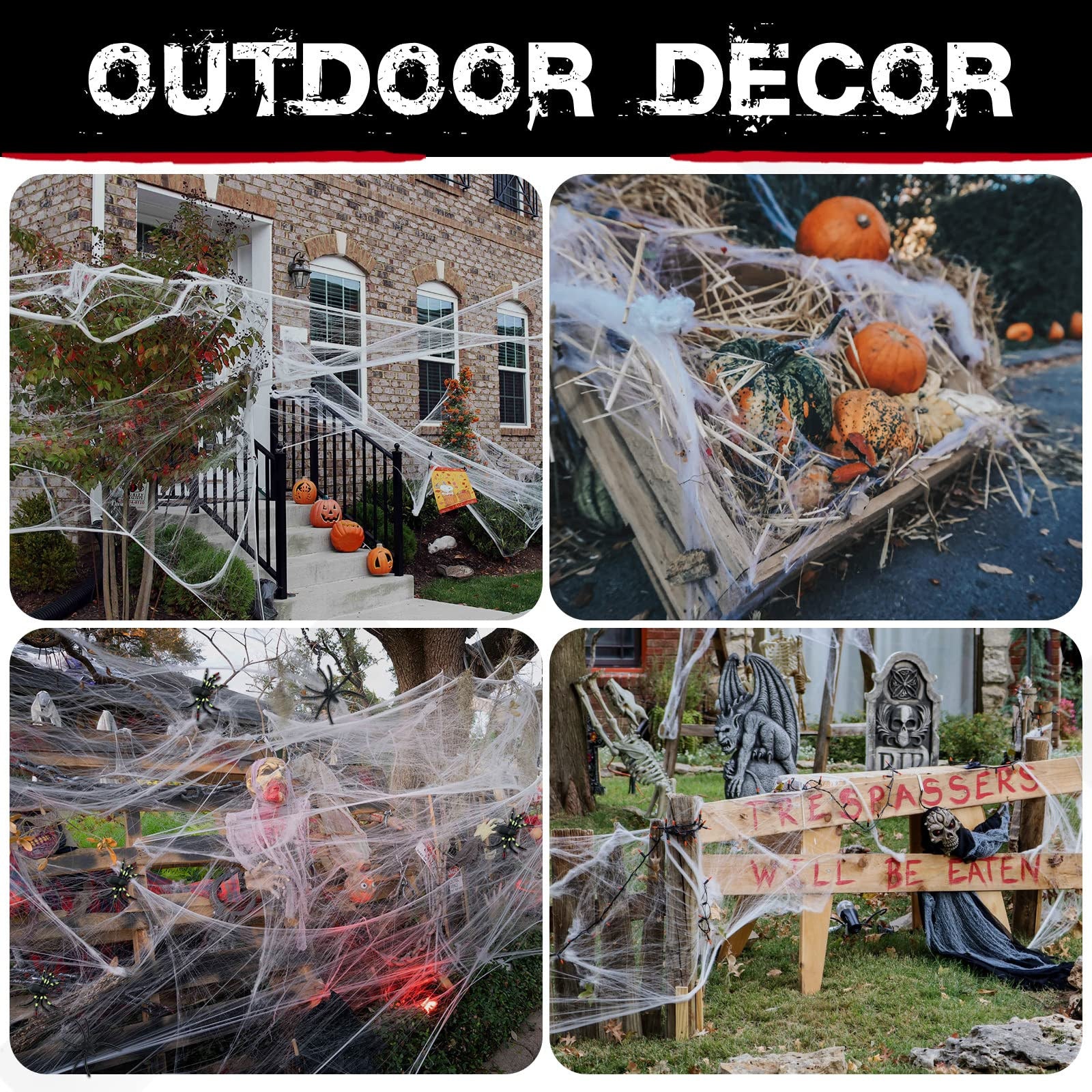 HALLOWEEN STRETCHABLE SPIDER WEB Spooky Decoration with Spiders Party Decor Ghost - SuperSaverAU - view 6