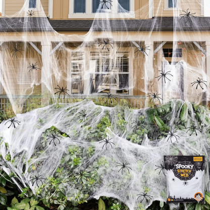 HALLOWEEN STRETCHABLE SPIDER WEB Spooky Decoration with Spiders Party Decor Ghost
