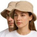 Premium Beige 100% Cotton Terry Towelling Stingy Brim Bucket Hat L/XL