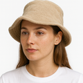 Premium Beige 100% Cotton Terry Towelling Stingy Brim Bucket Hat S/M