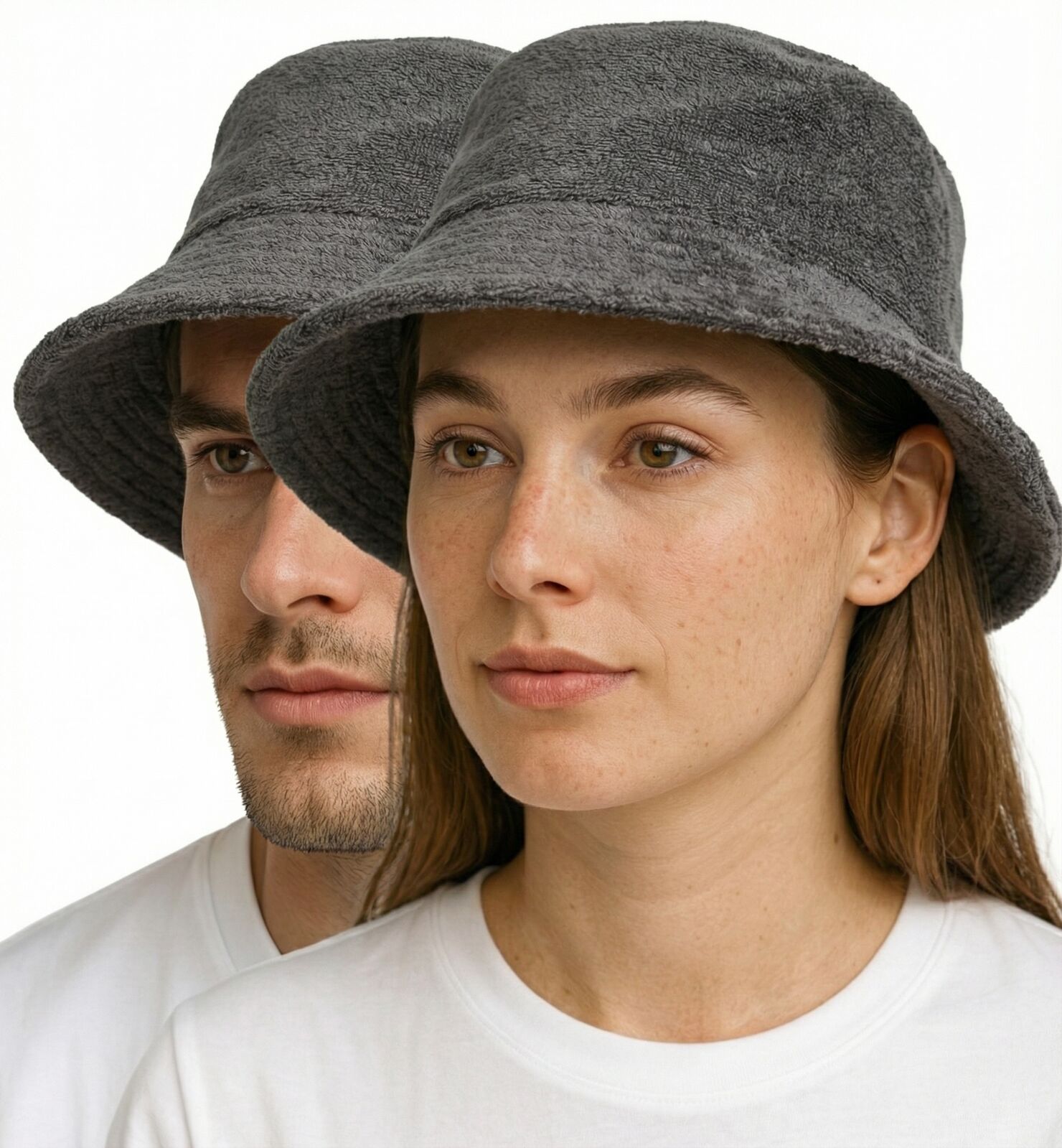 Premium Grey 100% Cotton Terry Towelling Stingy Brim Bucket Hat L/XL