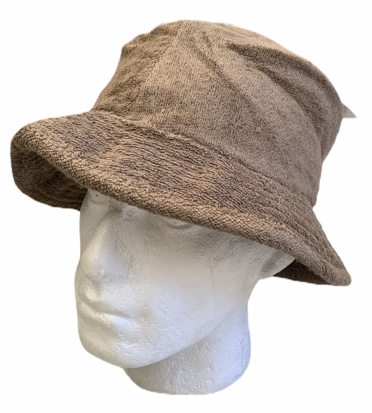 Premium Khaki 100% Cotton Terry Towelling Stingy Brim Bucket Hat S/M