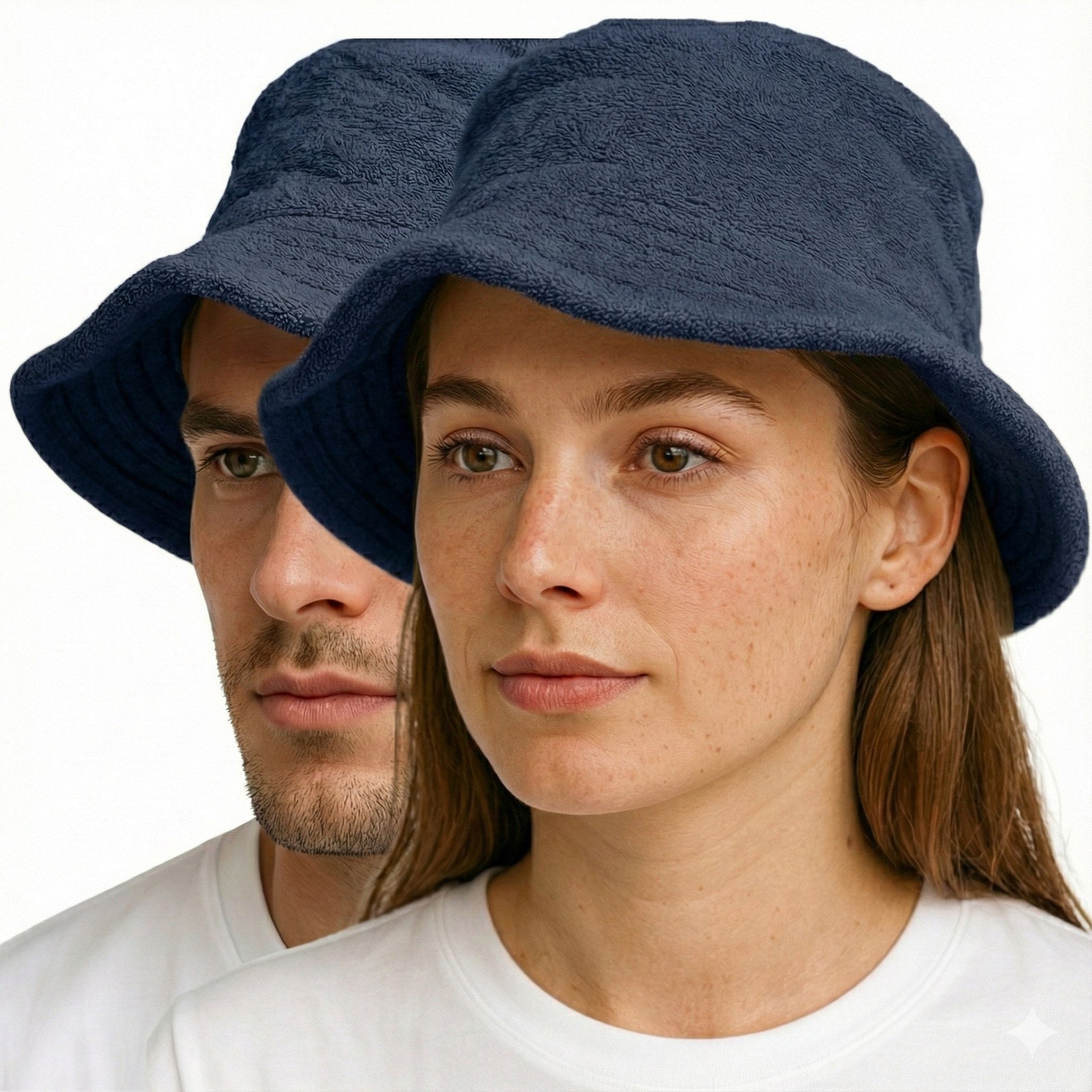 Premium Navy Blue 100% Cotton Terry Towelling Stingy Brim Bucket Hat S/M