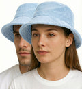 Premium Sky Blue 100% Cotton Terry Towelling Stingy Brim Bucket Hat XXL
