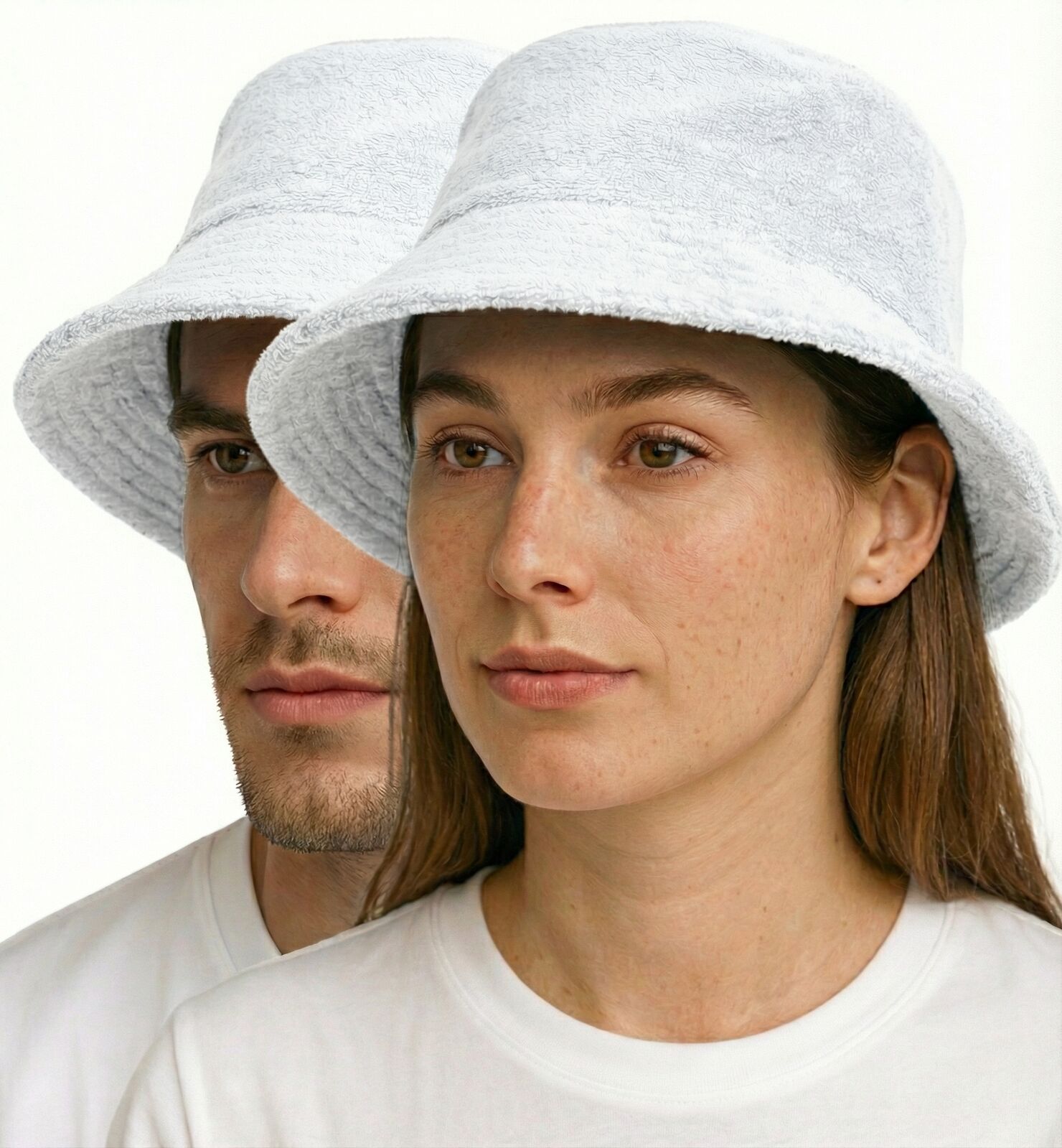 Premium White 100% Cotton Terry Towelling Stingy Brim Bucket Hat S/M