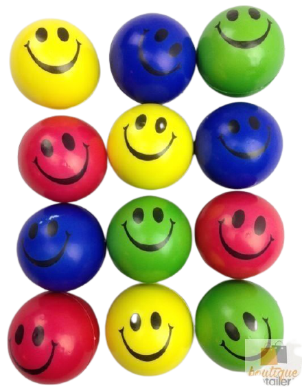 Premium Smiley Stress Balls 12 Pack Soft Hand Squeeze Toys Assorted Colours