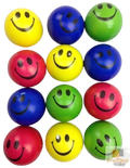 Premium Smiley Stress Balls 12 Pack Soft Hand Squeeze Toys Assorted Colours