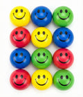 Premium Smiley Stress Balls 12 Pack Soft Hand Squeeze Toys Assorted Colours
