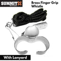 Summit Brass Finger Grip Referee Whistle with Chrome Finish & Lanyard