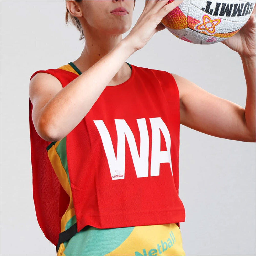 7pcs Set of Summit Netball Bibs Senior Team Pack Bulk Net Ball - Red Colour - SuperSaverAU - view 7