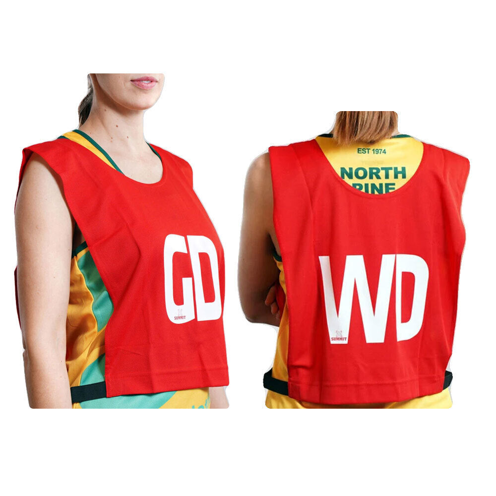 7pcs Set of Summit Netball Bibs Senior Team Pack Bulk Net Ball - Red Colour - SuperSaverAU - view 9