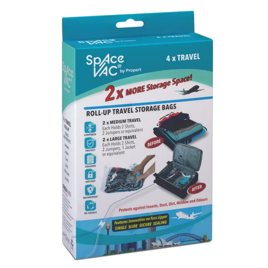 Premium Space Vac Travel Vacuum Storage Bags - 4 Pack