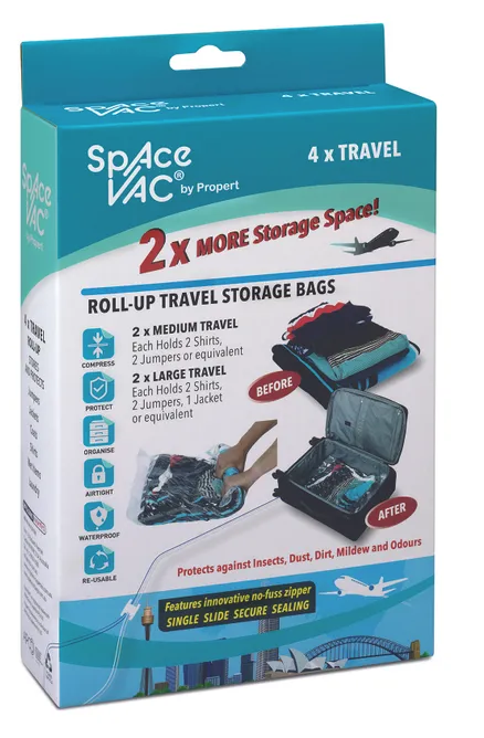 Premium Space Vac Travel Vacuum Storage Bags - 4 Pack