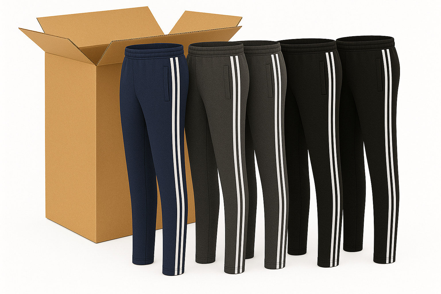 Premium 24 Pair Men's Low Pill Straight Leg Track Pants Bulk Box