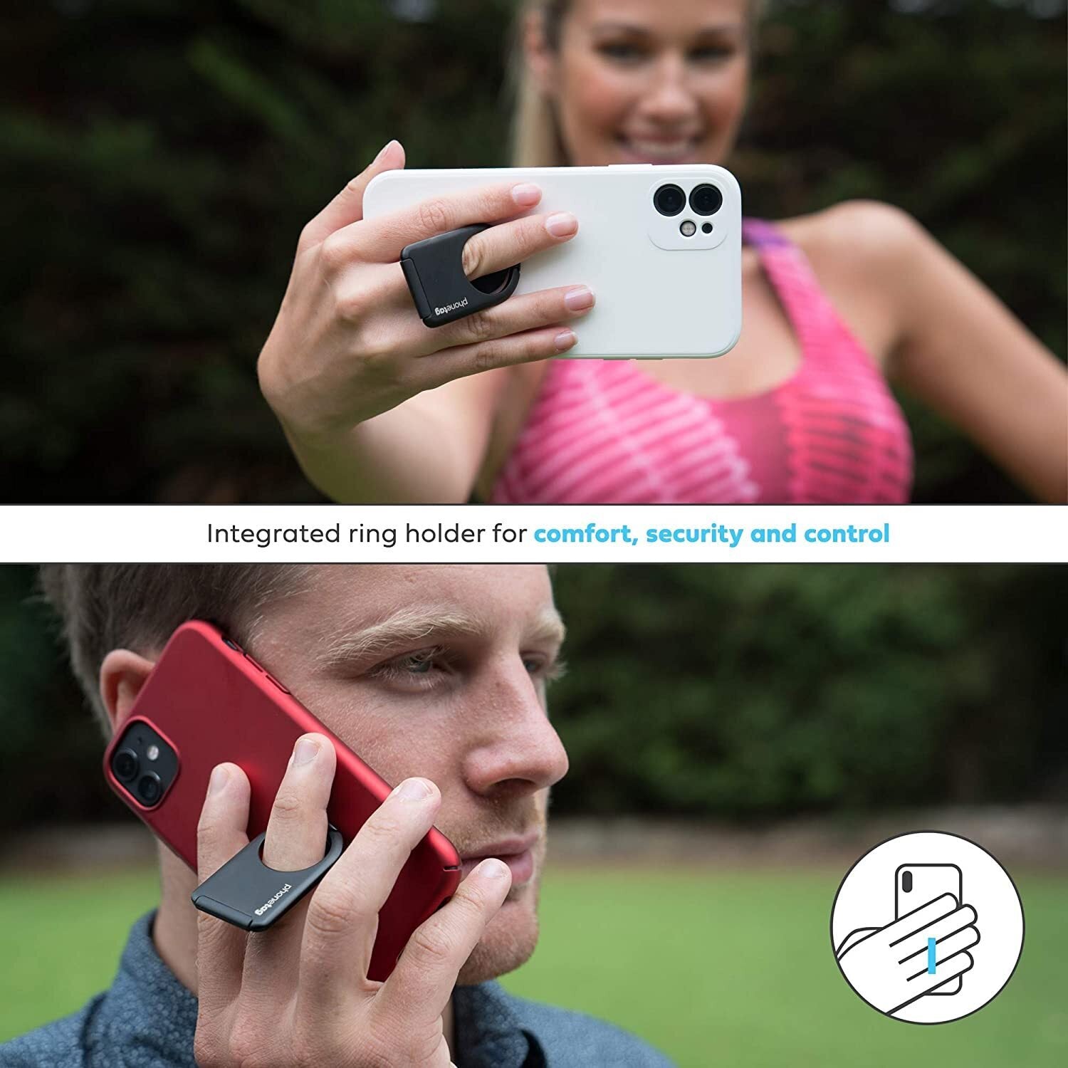 phonetag Black Multi View Magnetic Ring Phone Stand