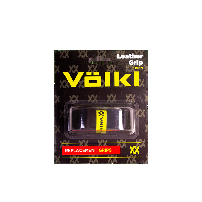 Volkl Leather Tennis Replacement Grip with High Tack Feel - Black, 1 Pack