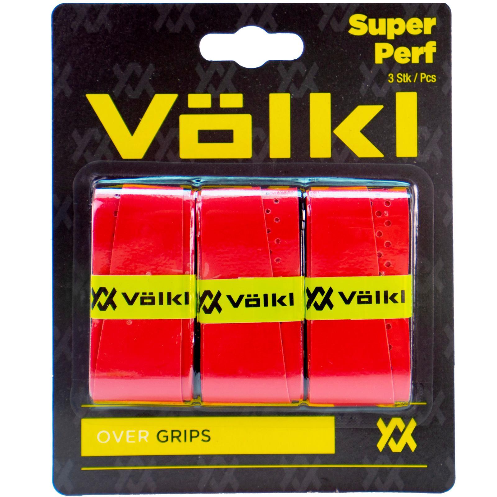 Volkl Super Perf Ultra-Thin High Tack Overgrips - Red, 3 Pack