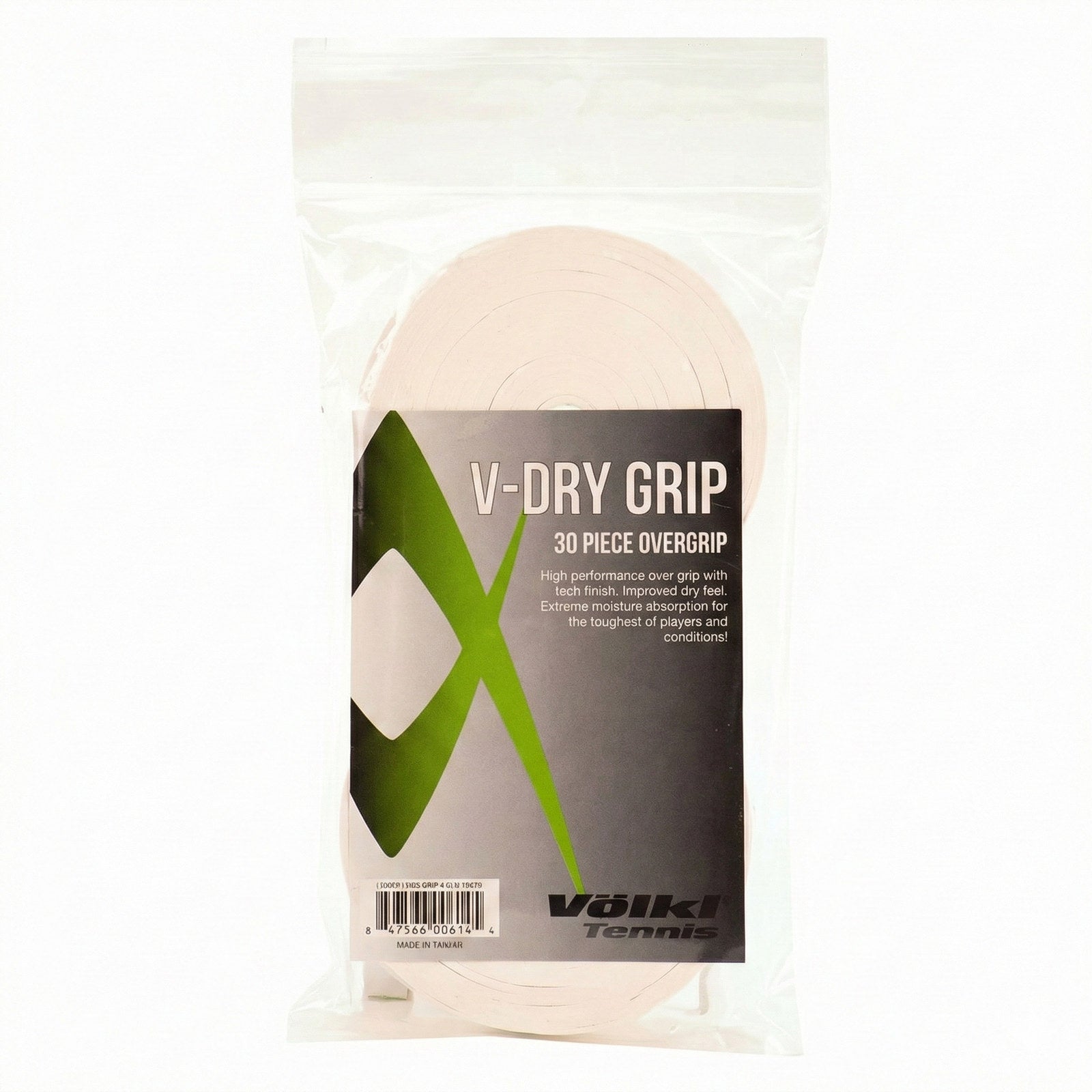 Volkl V-Dry Tennis Overgrips with Extreme Moisture Absorption - White, 30 Pack